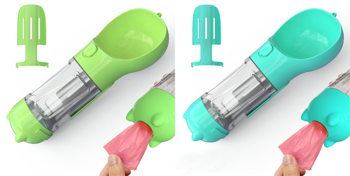 3-in-1 Pet Water Bottle - Feeder & Poop Bag Holder