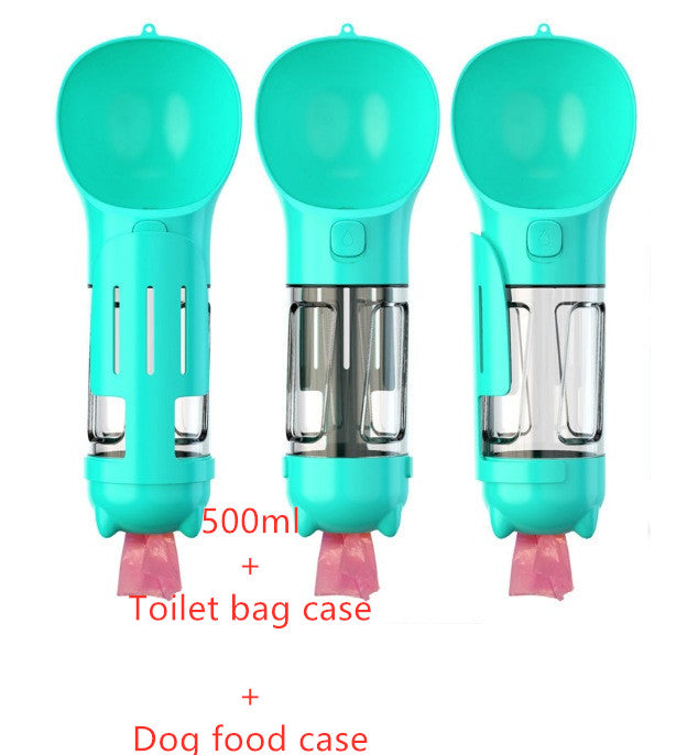 3-in-1 Pet Water Bottle - Feeder & Poop Bag Holder