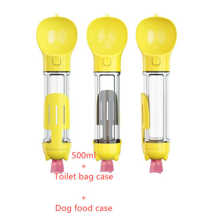 3-in-1 Pet Water Bottle - Feeder & Poop Bag Holder
