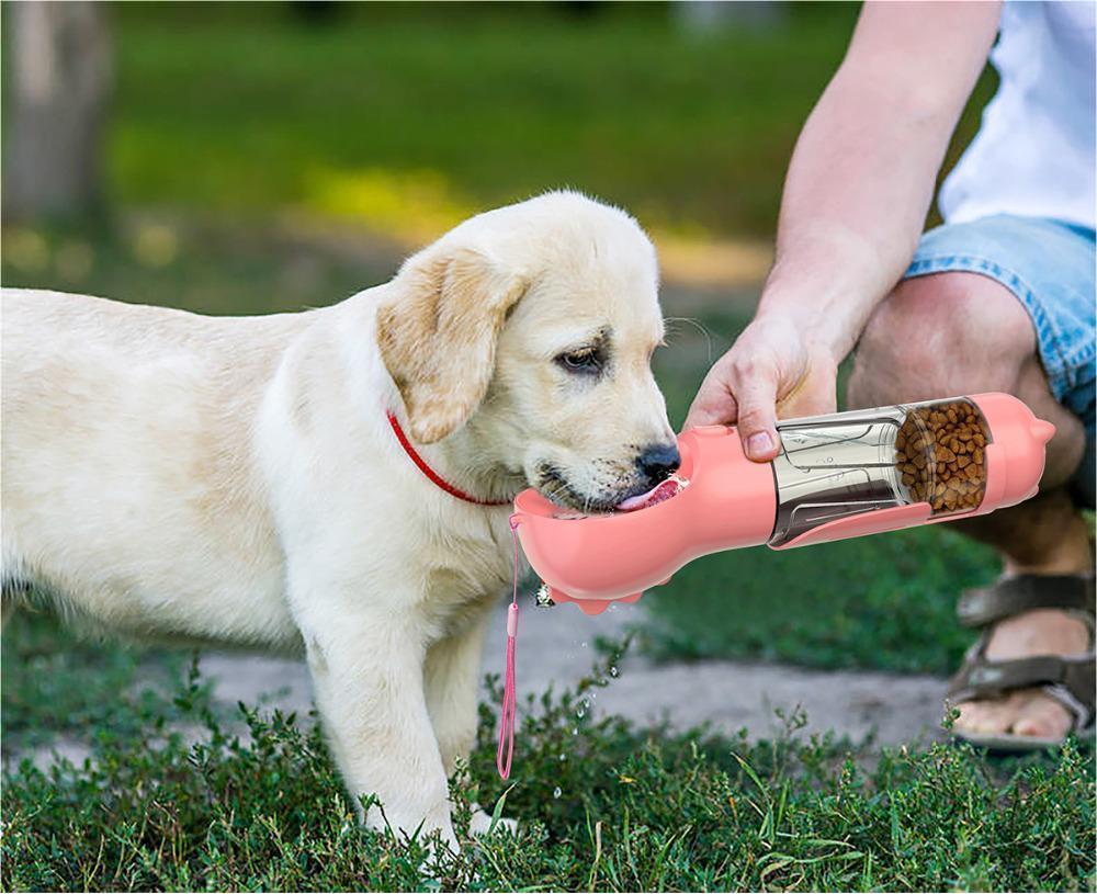 3-in-1 Pet Water Bottle - Feeder & Poop Bag Holder