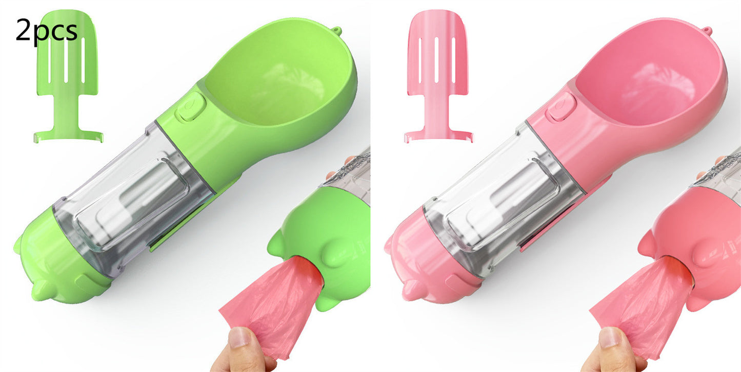 3-in-1 Pet Water Bottle - Feeder & Poop Bag Holder