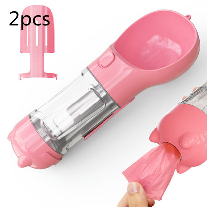 3-in-1 Pet Water Bottle - Feeder & Poop Bag Holder