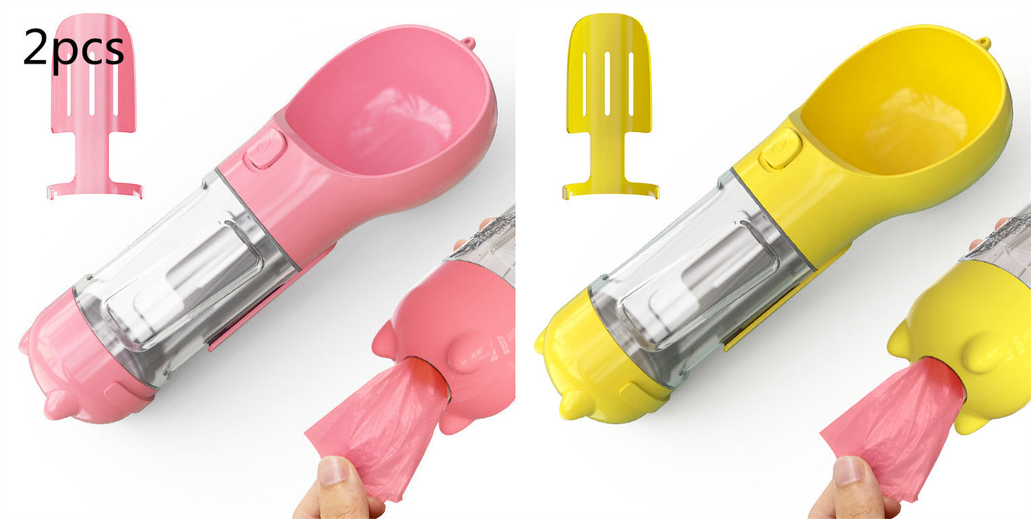 3-in-1 Pet Water Bottle - Feeder & Poop Bag Holder