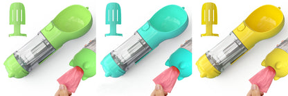 3-in-1 Pet Water Bottle - Feeder & Poop Bag Holder