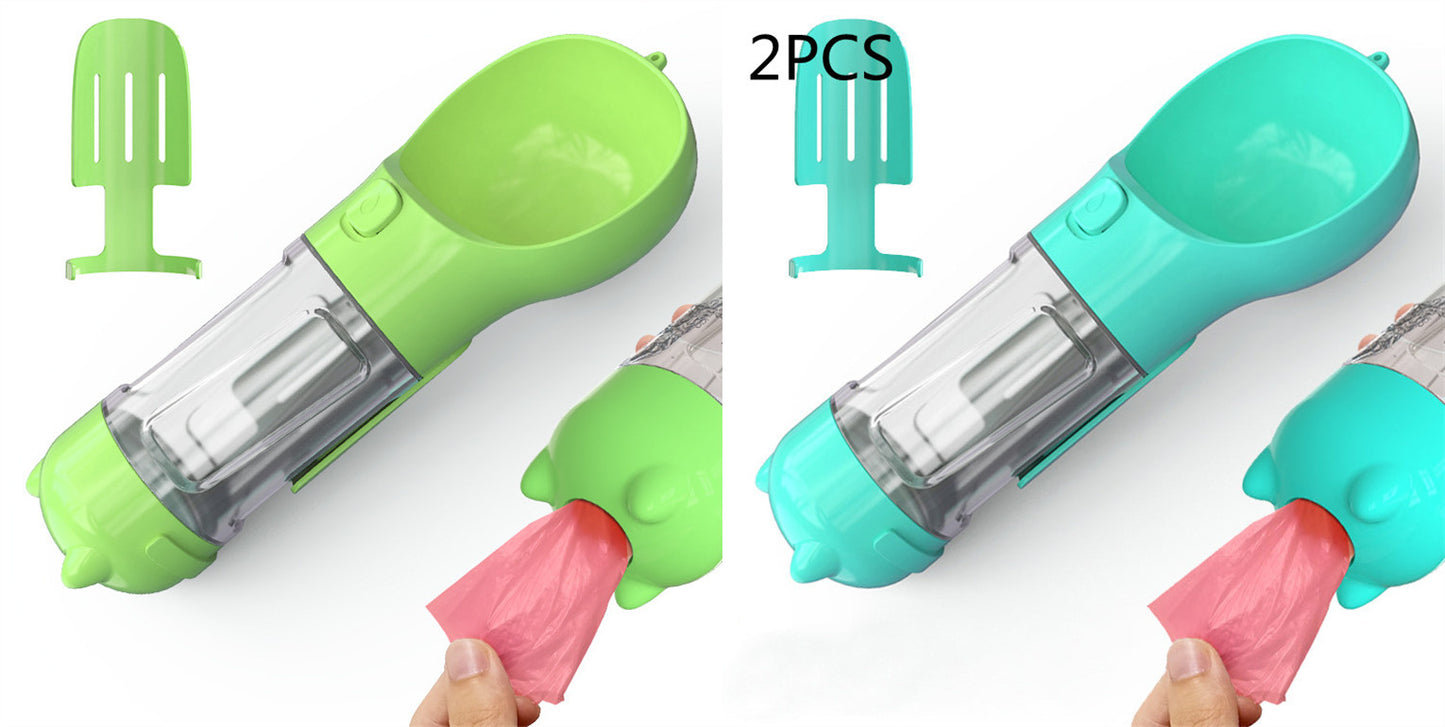 3-in-1 Pet Water Bottle - Feeder & Poop Bag Holder