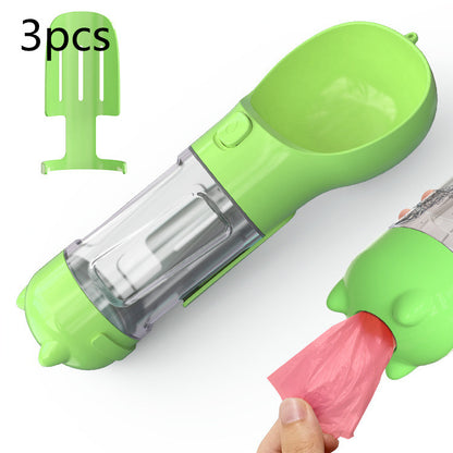 3-in-1 Pet Water Bottle - Feeder & Poop Bag Holder