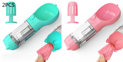 3-in-1 Pet Water Bottle - Feeder & Poop Bag Holder