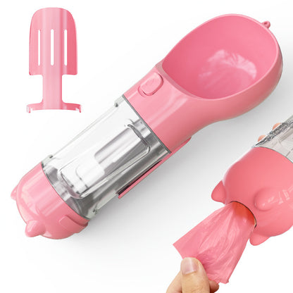 3-in-1 Pet Water Bottle - Feeder & Poop Bag Holder