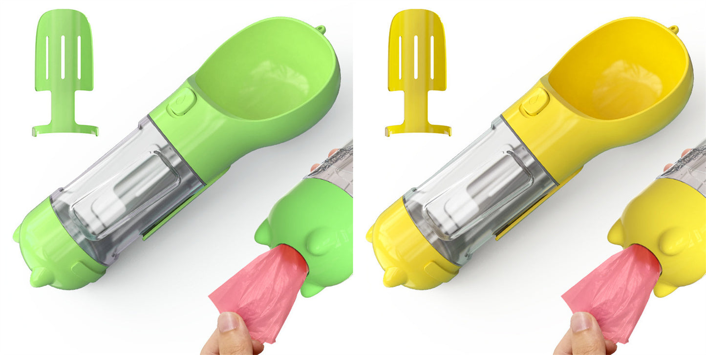 3-in-1 Pet Water Bottle - Feeder & Poop Bag Holder