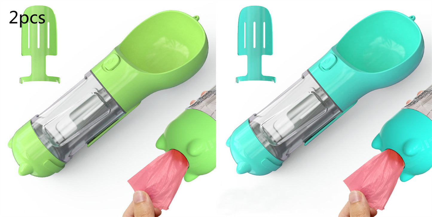 3-in-1 Pet Water Bottle - Feeder & Poop Bag Holder