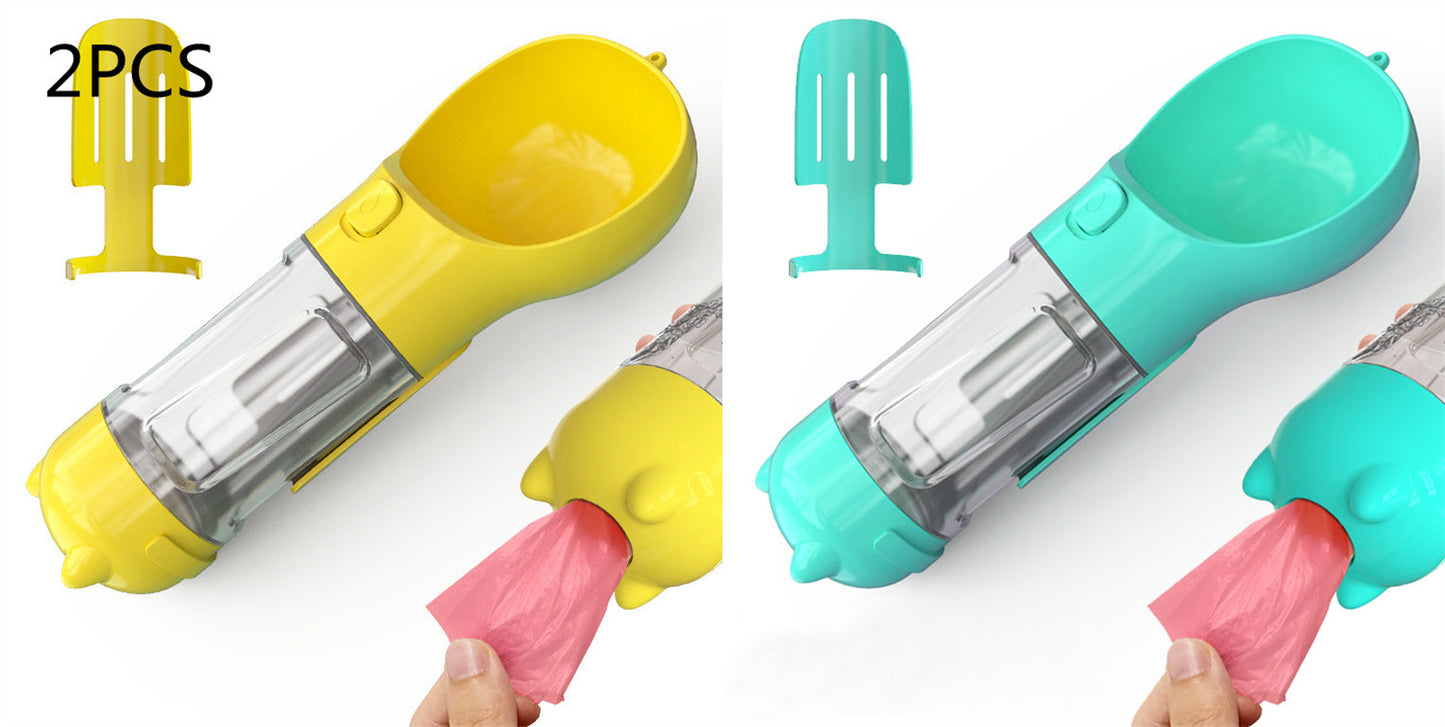 3-in-1 Pet Water Bottle - Feeder & Poop Bag Holder
