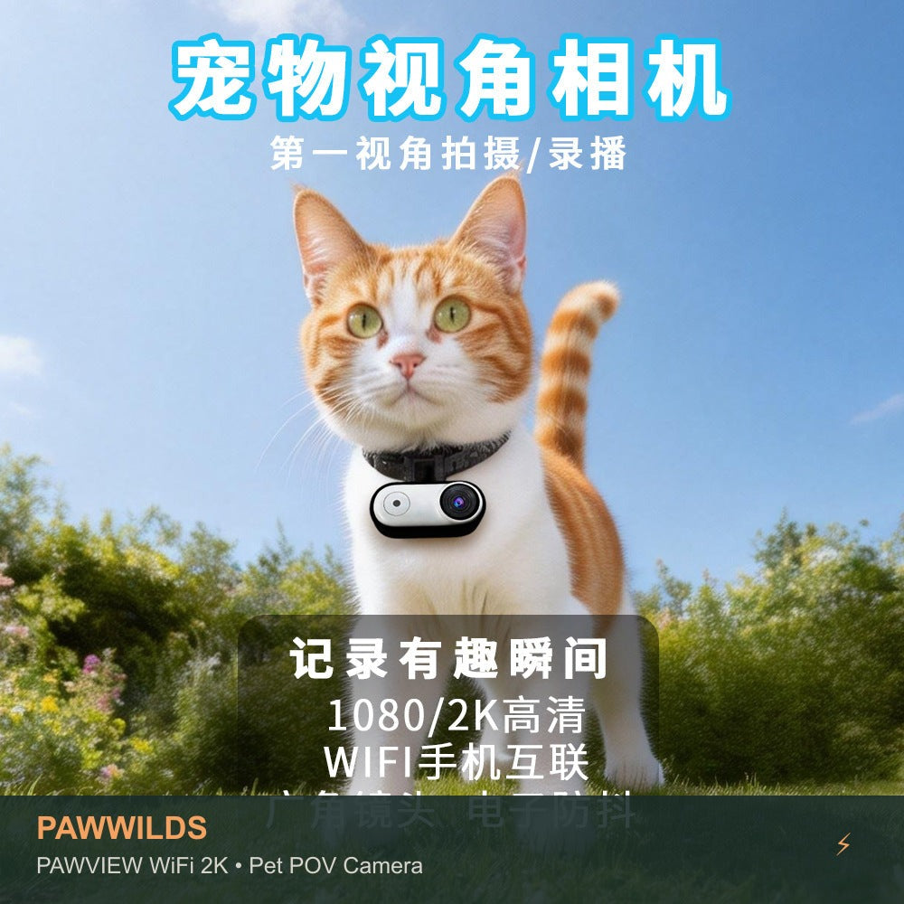 Stabilized pet POV camera with electronic image stabilization WiFi