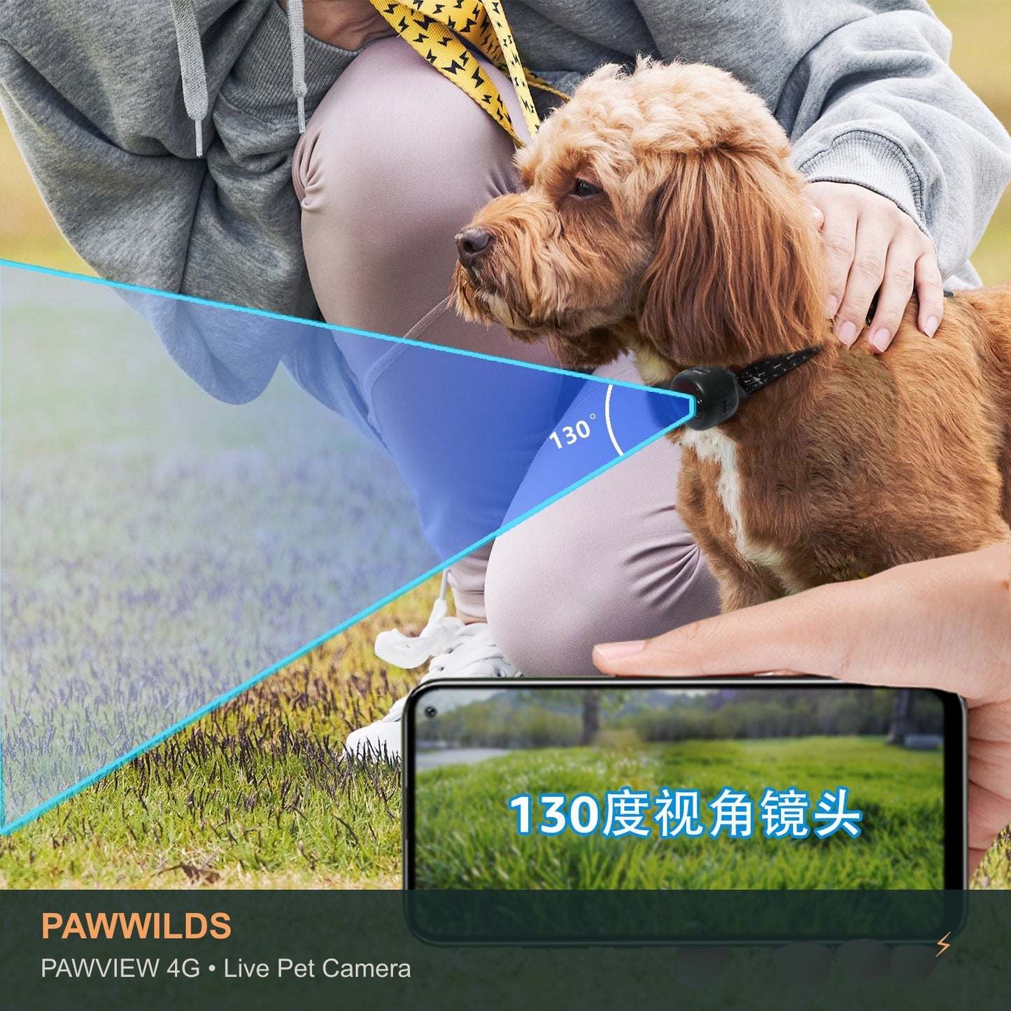 Live pet collar camera with night vision GPS tracking for dogs