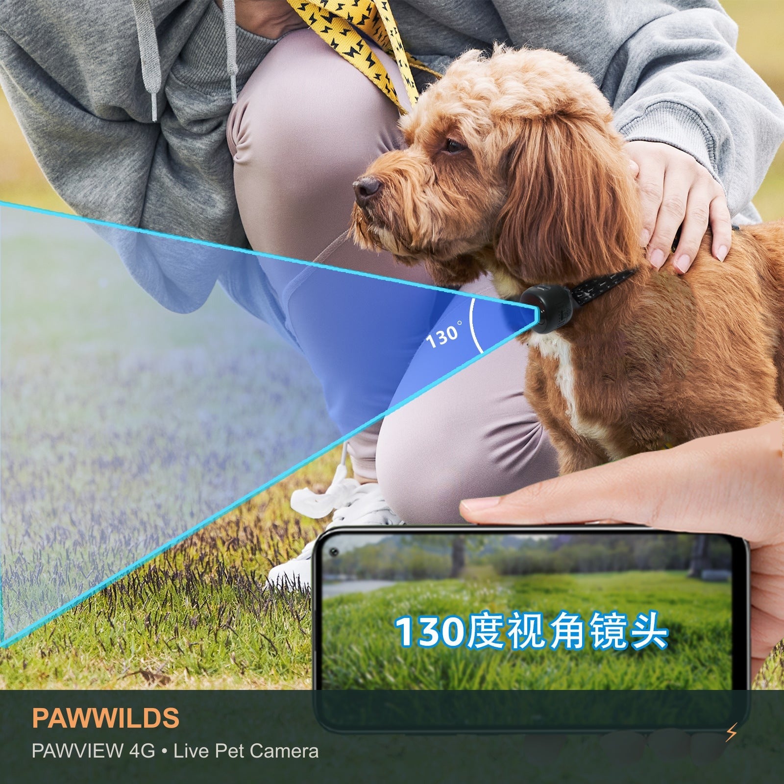 Live pet collar camera with night vision GPS tracking for dogs
