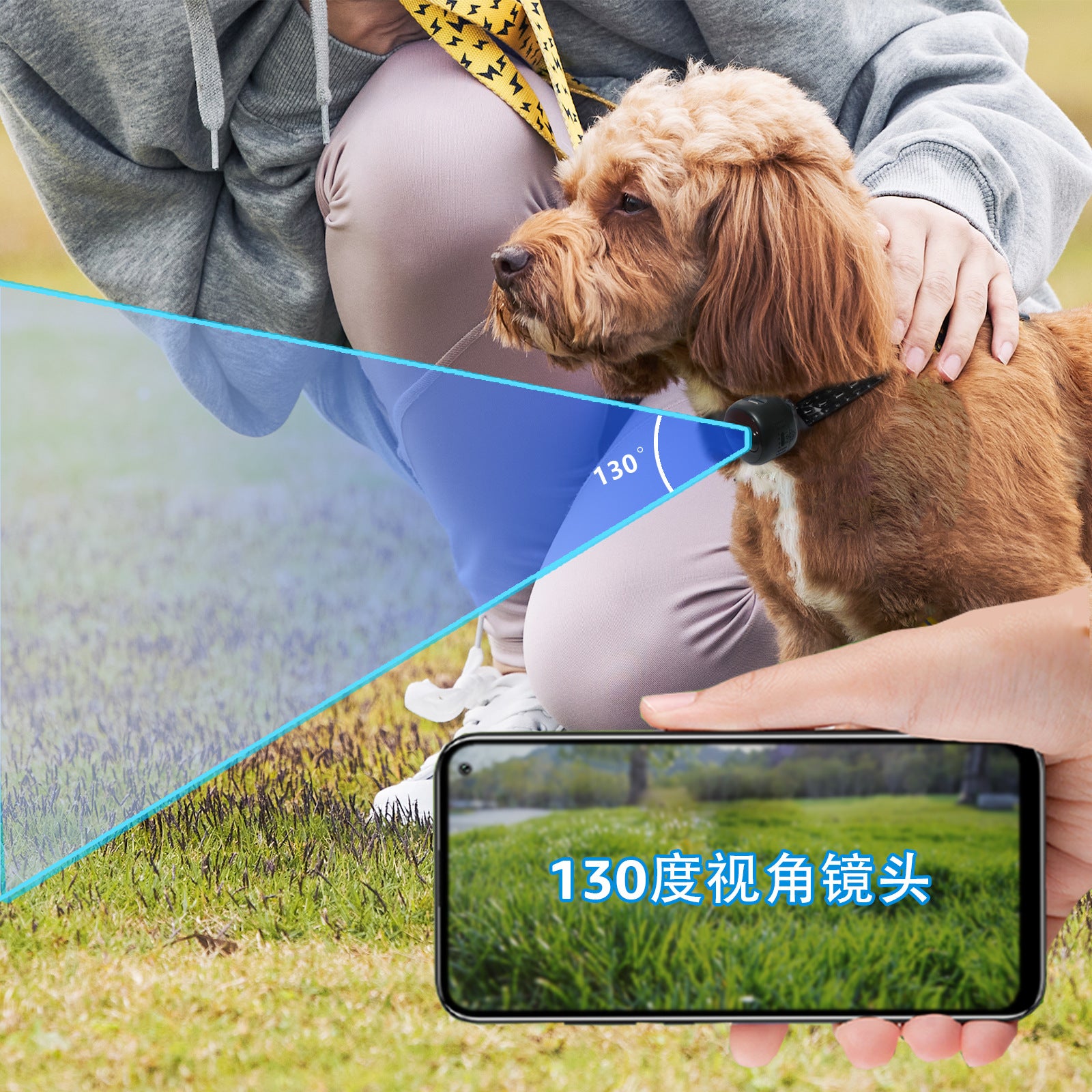 Live stream pet collar camera with night vision for dog POV adventures