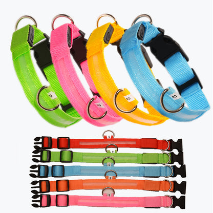 USB rechargeable LED dog collar with fiber optic mesh for night safety