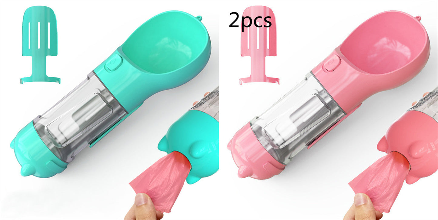 3-in-1 Pet Water Bottle - Feeder & Poop Bag Holder