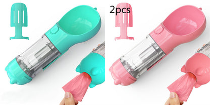 3-in-1 Pet Water Bottle - Feeder & Poop Bag Holder