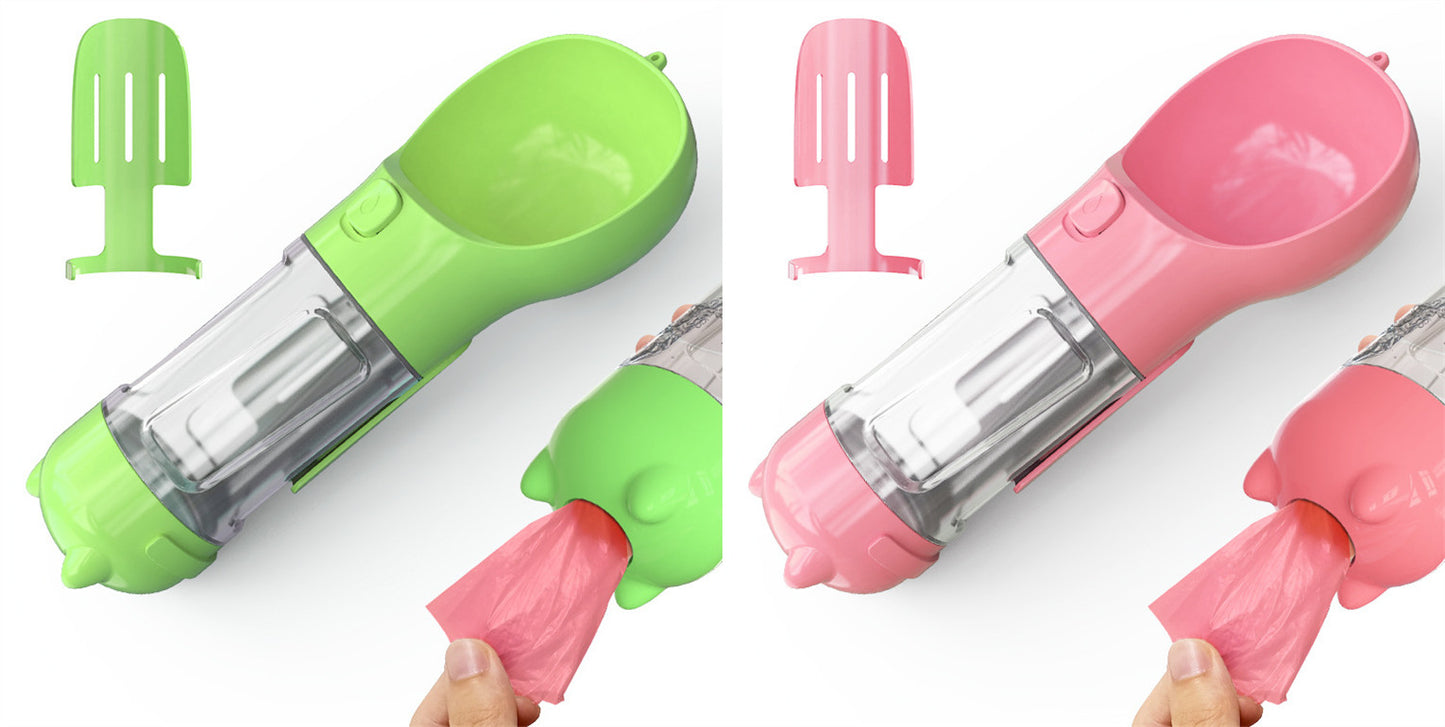 3-in-1 Pet Water Bottle - Feeder & Poop Bag Holder