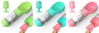 3-in-1 Pet Water Bottle - Feeder & Poop Bag Holder