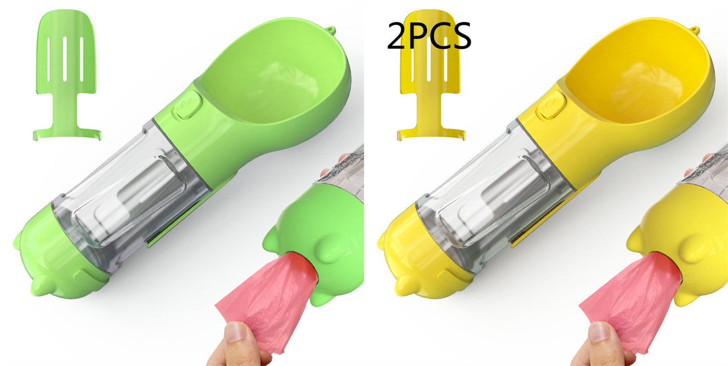 3-in-1 Pet Water Bottle - Feeder & Poop Bag Holder