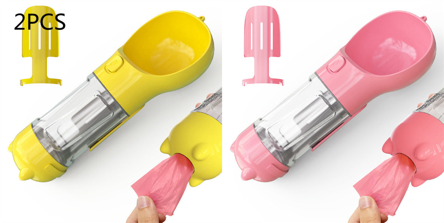 3-in-1 Pet Water Bottle - Feeder & Poop Bag Holder