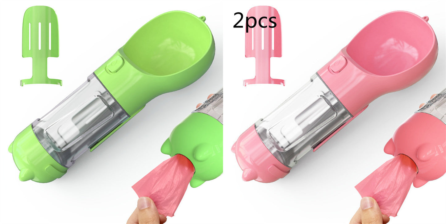 3-in-1 Pet Water Bottle - Feeder & Poop Bag Holder