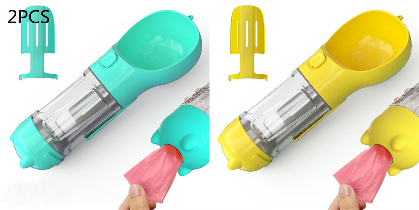 3-in-1 Pet Water Bottle - Feeder & Poop Bag Holder